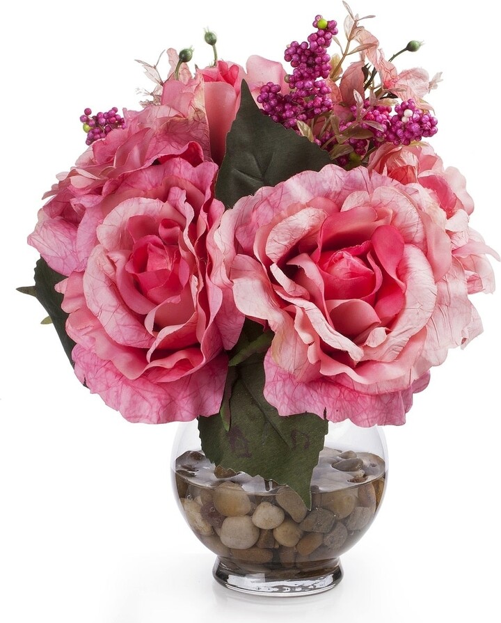 Enova Home Artificial Mixed Fake Silk Roses Flowers Arrangement in