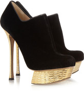 Thumbnail for your product : Nicholas Kirkwood Velvet and hammered metallic leather ankle boots