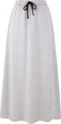Dubute Womens High Elastic Waist A-Line Flare Long Skirt Vintage Elegant  Winter Warm Maxi Skirt (Light Gray - ShopStyle