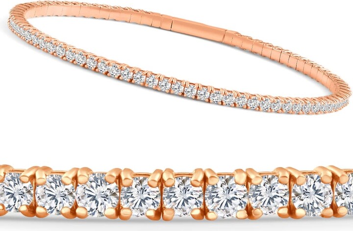 Pompeii3 2 - 10Ct TW Flexible Diamond Bangle Tennis Bracelet Lab Grown 14k Gold