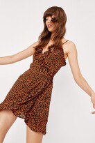 Thumbnail for your product : Nasty Gal Womens Ditsy Frill Detail Strappy Wrap Mini Dress - Orange - M