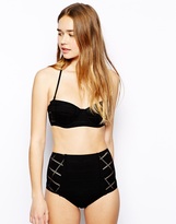 Thumbnail for your product : ASOS Textured Square High Waisted Bikini Pant