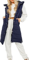 Thumbnail for your product : Urban Fashion Women's Gilet Jacket Longline Hooded Quilted Zip Up Vest Waistcoat Black Padded Winter Wear Bodywarmer Long Gilets Coat For Ladies (Grey)