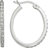 Thumbnail for your product : Diamond Mystique Platinum Over Silver Diamond Accent Oval Hoop Earrings