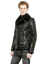 Thumbnail for your product : Balmain Shearling & Nappa Leather Biker Jacket