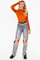 Thumbnail for your product : Nasty Gal Womens They Had Knit Coming Ribbed High Neck Jumper - Brown - L