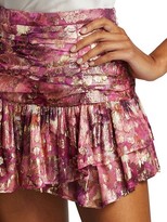 Thumbnail for your product : LoveShackFancy Moe Metallic Flounce Mini Skirt