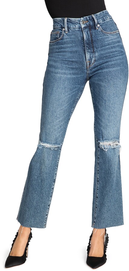 Good American Good Curve High Waist Raw Hem Straight Leg Jeans - ShopStyle