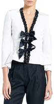 Thumbnail for your product : Carolina Herrera Embellished Bow-Front Peplum Jacket