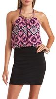 Thumbnail for your product : Charlotte Russe Gold Necklace Blouson Halter Dress
