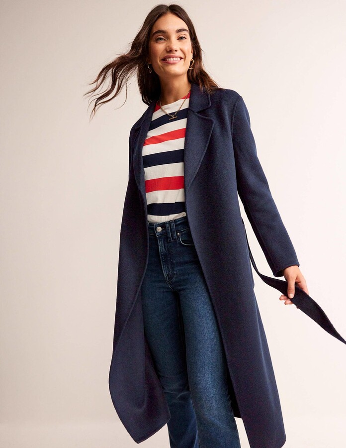 Womens Navy Wool Coat | ShopStyle