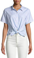 Thumbnail for your product : Jonathan Simkhai Wrapped Striped Oxford Tie-Waist Shirt