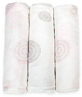 NEW Muslin wraps in pink/mocha dot (pack of 3) Girl's by Bubbaroo