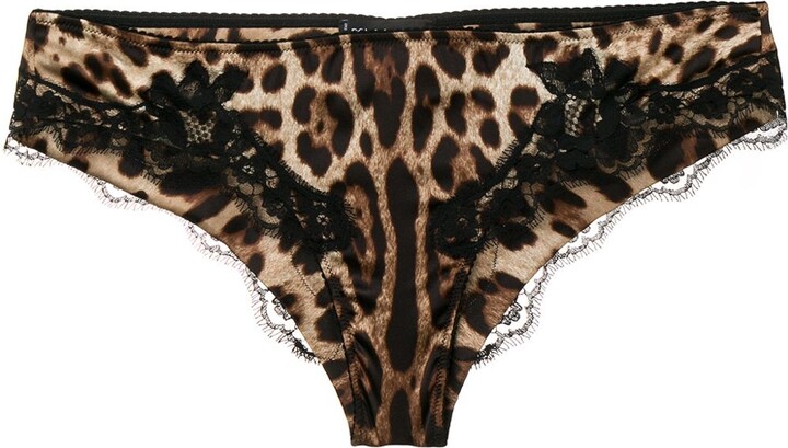 Dolce & Gabbana Brown Leopard-Print Silk Briefs