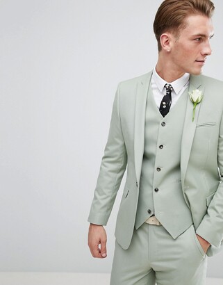 ASOS Design Wedding Skinny Suit Jacket In Sage Green