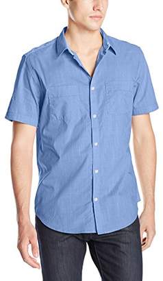 Calvin Klein Men's Linen Cotton Slub Short Sleeve Button Down Shirt