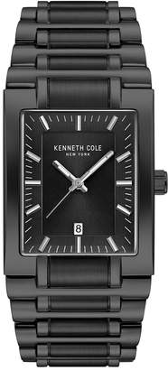 Kenneth Cole New York Men Black Stainless Steel Tank Bracelet Watch 40mm