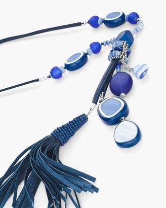 Blue Tassel Pendant Necklace