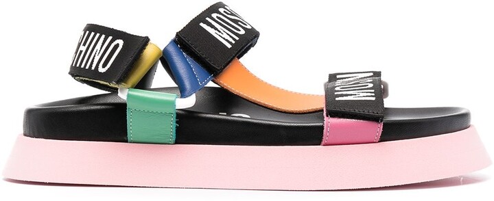 moschino logo print sandals
