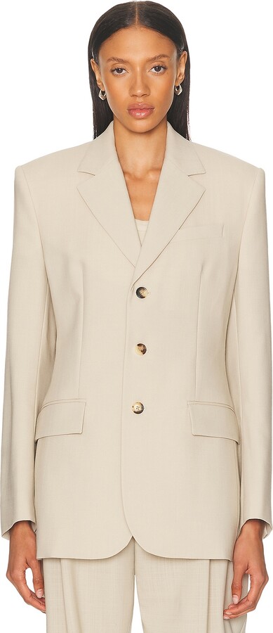 Wardrobe NYC Light Longline Blazer in Beige ShopStyle