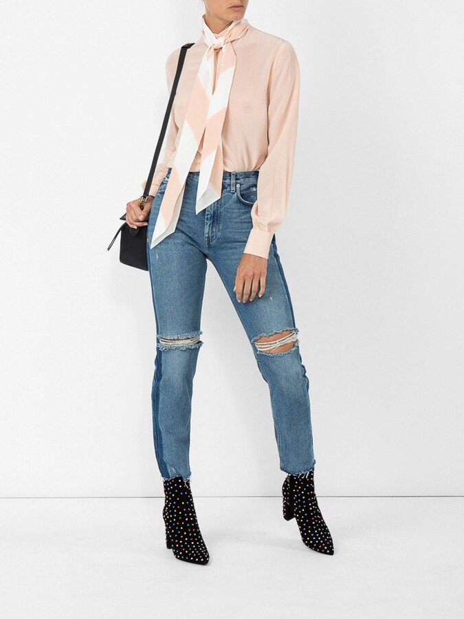 Givenchy Neck Tied Blouse Neutral