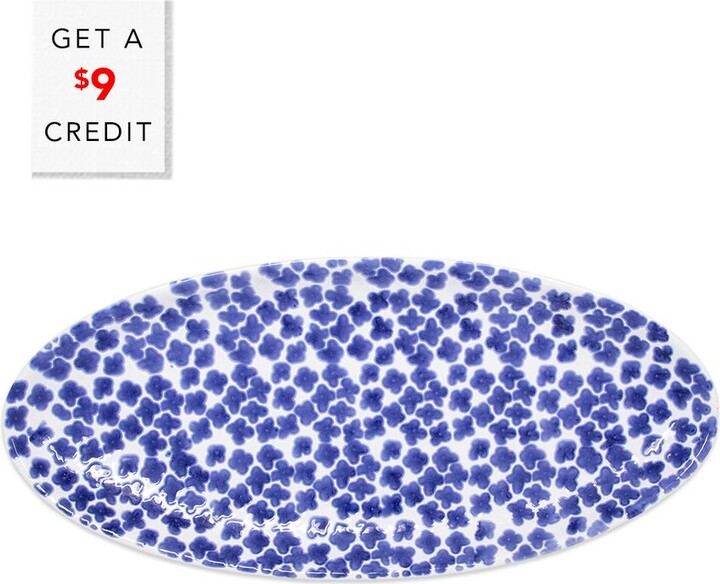 Vietri Viva By Santorini Flower Narrow Oval Platte With $9 Credit