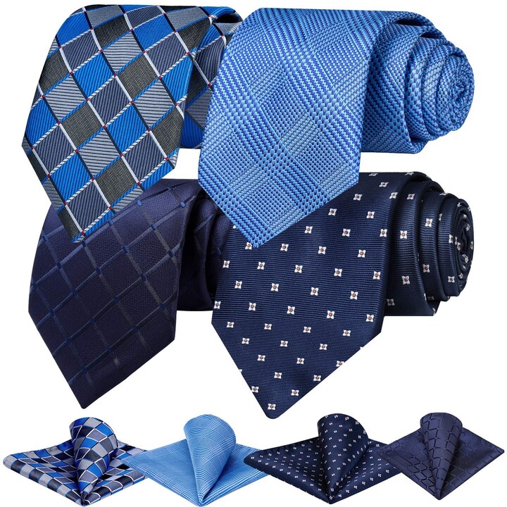 Ohlimuc Mens Tie Set 4 PCS Tie and Pocket Square Set (8.5cm) Wedding Necktie  for Men Polyester Classic Elegant Ties for Formal Wear Prom Celebration  Parties (Gift Box) - Multiple Sets - ShopStyle
