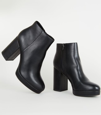 New Look Leather-Look Platform Ankle Boots