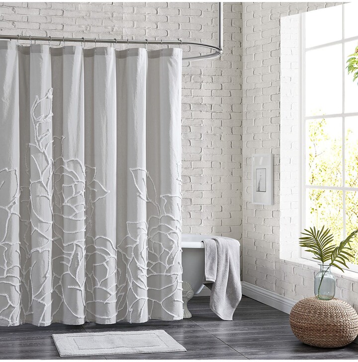 Adalee Rose Chenille Tufted Fl Shower Curtain Style