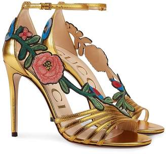 Gucci Gold Ophelia 110 leather sandals