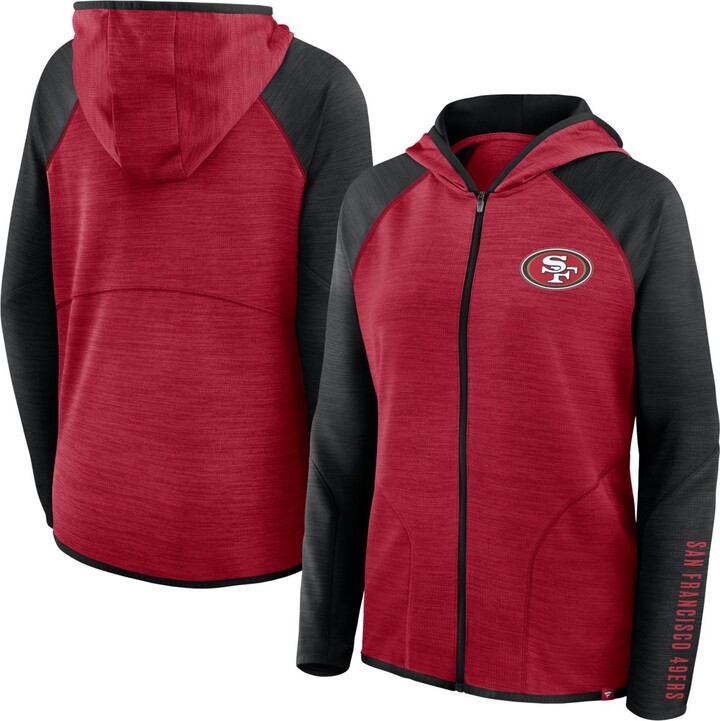 Fanatics Women's Scarlet/Black San Francisco 49ers Redzone End Around Pass Raglan Full-Zip Hoodie - Scarlet Black