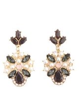 Thumbnail for your product : Charlotte Russe Faceted Stone & Pearl Drop Earrings