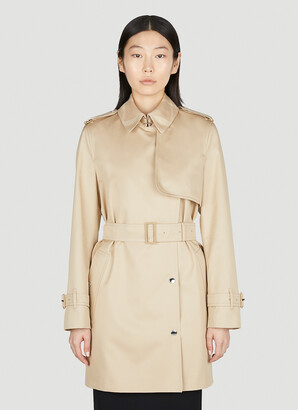 Burberry Check Trench Coat - Woman Coats Beige Uk - 12 - ShopStyle