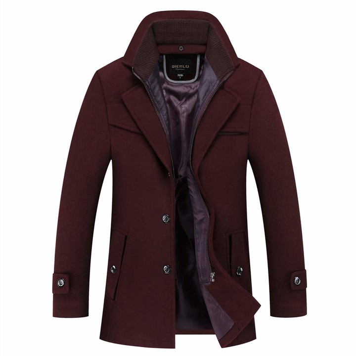 ELETOP Mens Coats Single Breasted Winter Coat Wool Trench Coat - ShopStyle