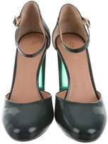 Thumbnail for your product : Calvin Klein Collection Ponyhair-Trimmed Round-Toe Pumps