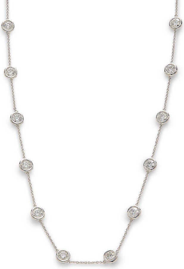 14K White Gold & 6 TCW Lab Grown Diamond Station Necklace
