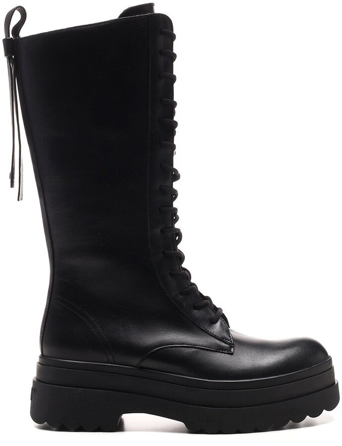 calf high combat boots
