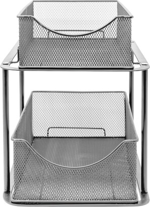 Sorbus Silver-Tone 2 Tier Mesh Sliding Drawer Organizer Basket