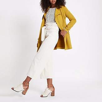 River Island Yellow faux suedette trench coat