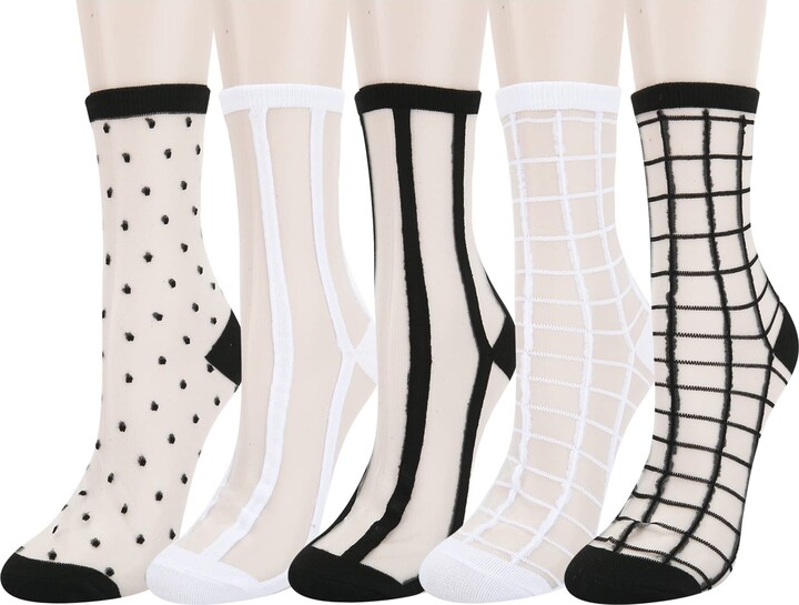 Benefeet Sox Womens Girls Sheer Socks Mesh Lace Crew Socks Transparent