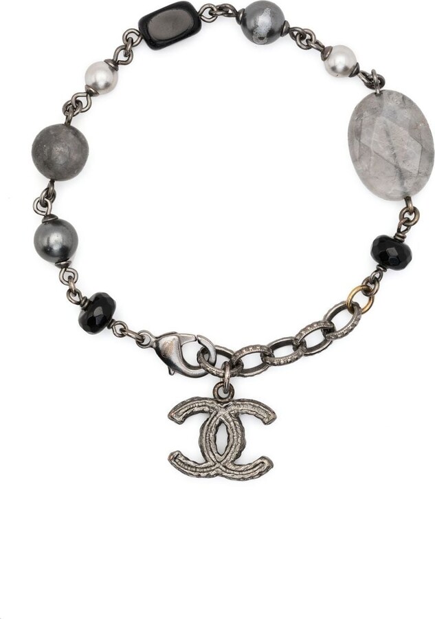 Vintage Chanel Faux Pearl & Crystal Charm Bracelet