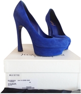 Thumbnail for your product : Yves Saint Laurent 2263 YVES SAINT LAURENT Blue Suede Heels Palais