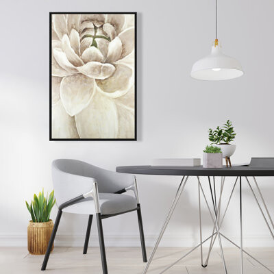 Lark Manor Delicate chrysanthemum - Framed Botanical Canvas for Bedroom Decor