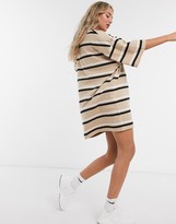 Thumbnail for your product : ASOS DESIGN oversized t-shirt dress in camel stripe