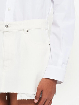 Miu Miu Frayed-Hem Denim Mini Skirt - ShopStyle