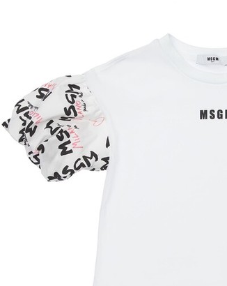 MSGM Cotton Jersey & Poplin T-Shirt