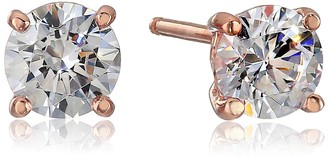 La Lumiere Yellow Gold Plated Sterling Silver Made with Cubic Zirconia from Swarovski (3cttw) Round Stud Earrings