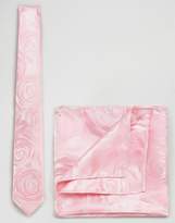 Thumbnail for your product : Moss Bros Wedding Tie & Pocket Square In Rose
