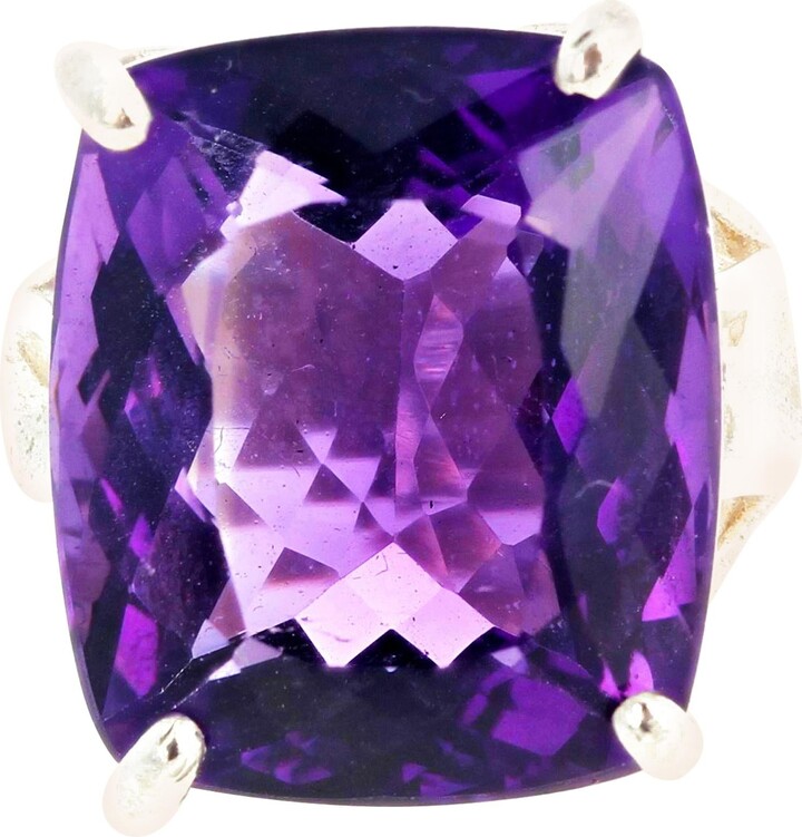 Aria Jewelry Design Ajd Impressive Huge Intense Purple 19.55 Cts Amethyst Sterling Silver Ring