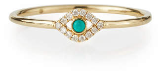 Sydney Evan Single Turquoise Cabochon Evil Eye Ring w/Diamonds
